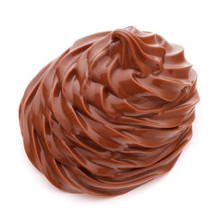 Chocolate cream swirl isolated on white background cutout
