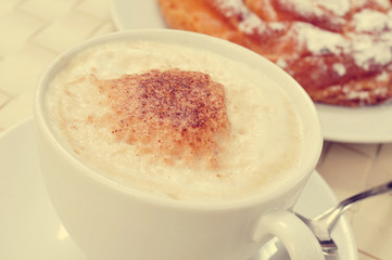 cappuccino and spanish ensaimada