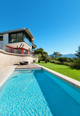 modern villa and pool