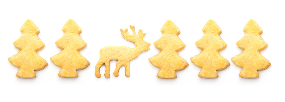 Weihnachtspl&auml;tzchen Hirsch und Tannenbaum
