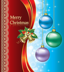 Christmas greeting card with Christmas balls