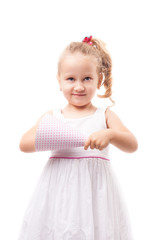 Cute little girl with party hat isolated