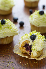 Blueberry cupcakes with creme and filling