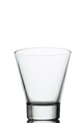 empty water glass on white