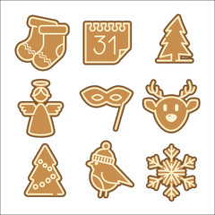Christmas cookie vector icons set