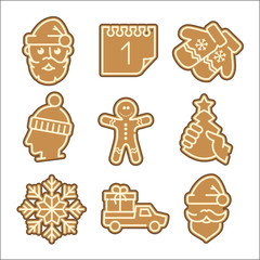 Christmas cookie vector icons set