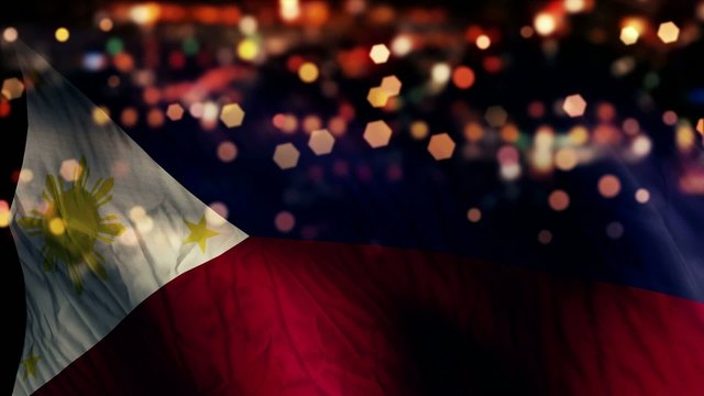 Philippines Flag Light Night Bokeh Abstract Loop Animation