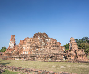 Asian religious architecture. Ancient Buddhist pagoda ruins, Thailand