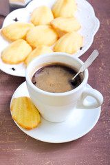 French lemon biscuits - madeleines and coffee