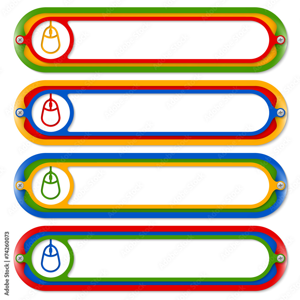 Poster four colored frames for any text and mouse icon