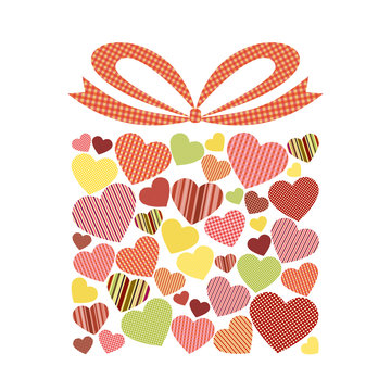 Gift box decorated with hearts