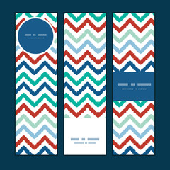 Vector colorful ikat chevron vertical banners set pattern