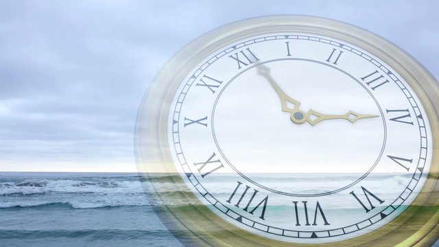 Clock ticking against tide coming in