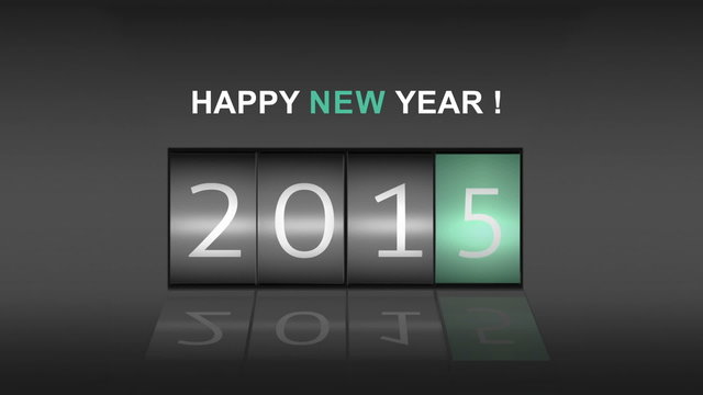 2015 on digital roller with new year message