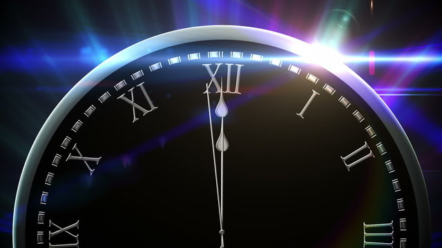 Countdown to midnight with exploding fireworks