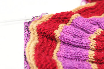 Fototapeta na wymiar Color handmade needle knitting