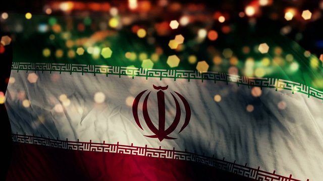 Iran Flag Light Night Bokeh Abstract Loop Animation