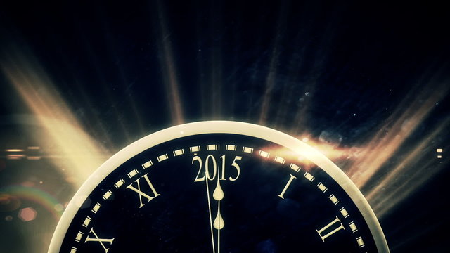 Countdown to midnight with exploding fireworks