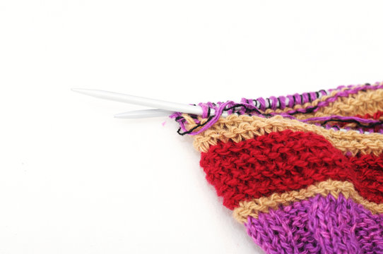 Colored handmade needle knitting