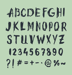 Grunge scratch type font, vintage typography