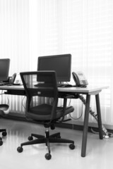 modern office with computer on table work