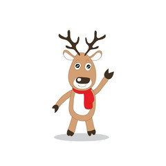 brown reindeer with red scarf standing