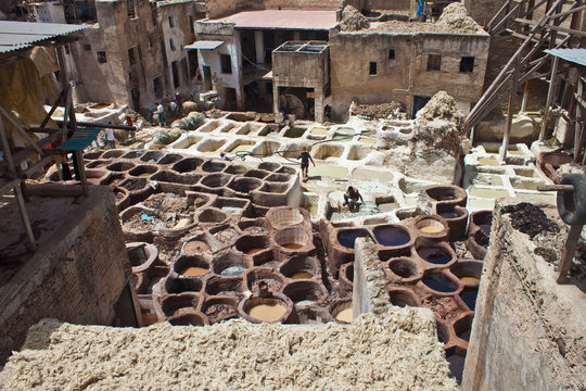 Workers in the tannery souk