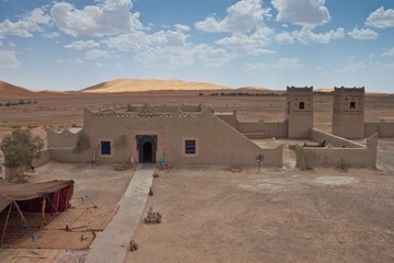 Kasbah in desert at Erg Chebbi