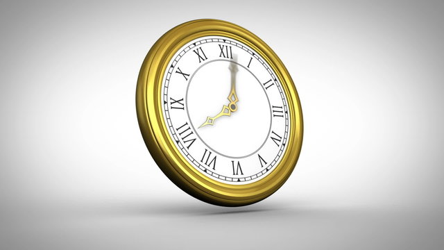Ticking clock on white background