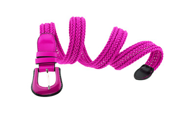 pink woman crochet belt isolated on white background