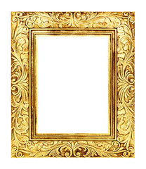 antique golden frame isolated on white background, clipping path