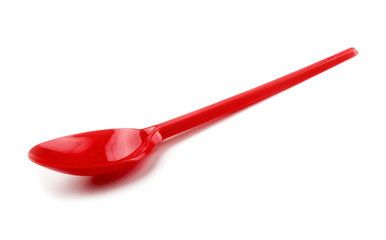 Red plastic disposable spoon