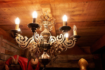Vintage classical brass copper chandelier