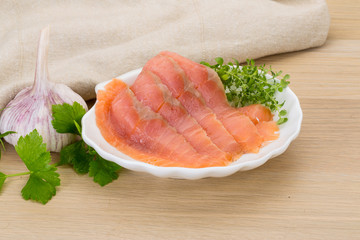 Sliced salmon