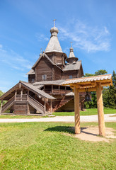 Old wooden orthodox church in the museum of wooden architecture