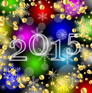numbers 2015 year on a bright background with gold spangles