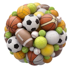 Abwaschbare Fototapete Ballsport Sportbälle isoliert auf weißem Hintergrund