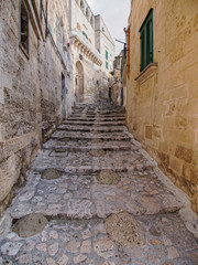 particular of old town of Matera in the morning