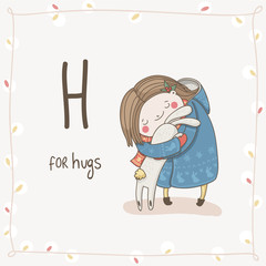 Cute vector Alphabet Christmas. Letter H - Hugs - 74271813
