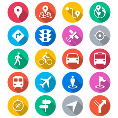 Fototapeta premium Navigation flat color icons