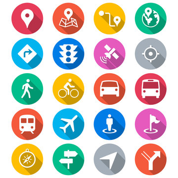 Navigation flat color icons