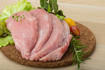 Raw pork schnitzel