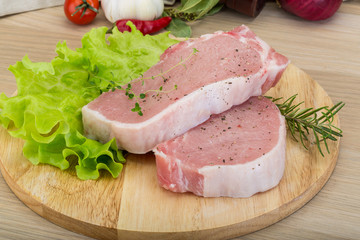 Raw pork steak