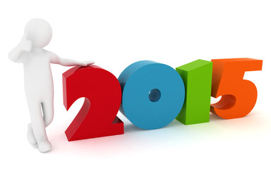 Man presenting new year 2015. 3d illustration