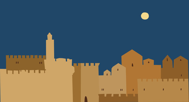Middle East Town , Illustration, Golden Jerusalem