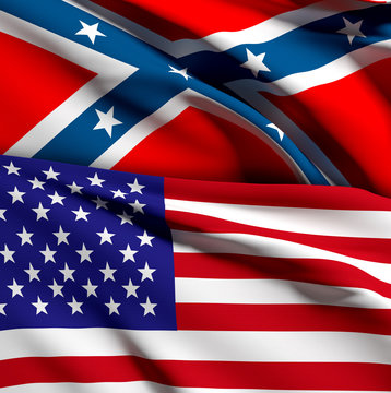 usa and confederate flag
