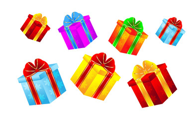 boxes with gifts on a white background