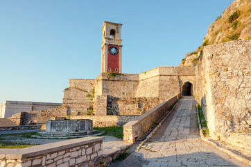 corfu fortress tower and gate - obrazy, fototapety, plakaty