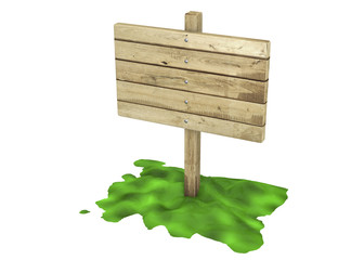 Wood Signboard - 3D