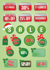 Christmas sale and discount labels and tags vector illustration